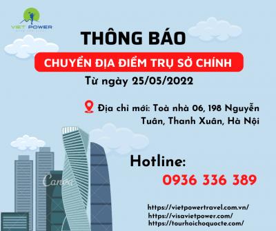 VIETPOWER THÔNG BÁO THAY ĐỔI ĐỊA CHỈ CÔNG TY